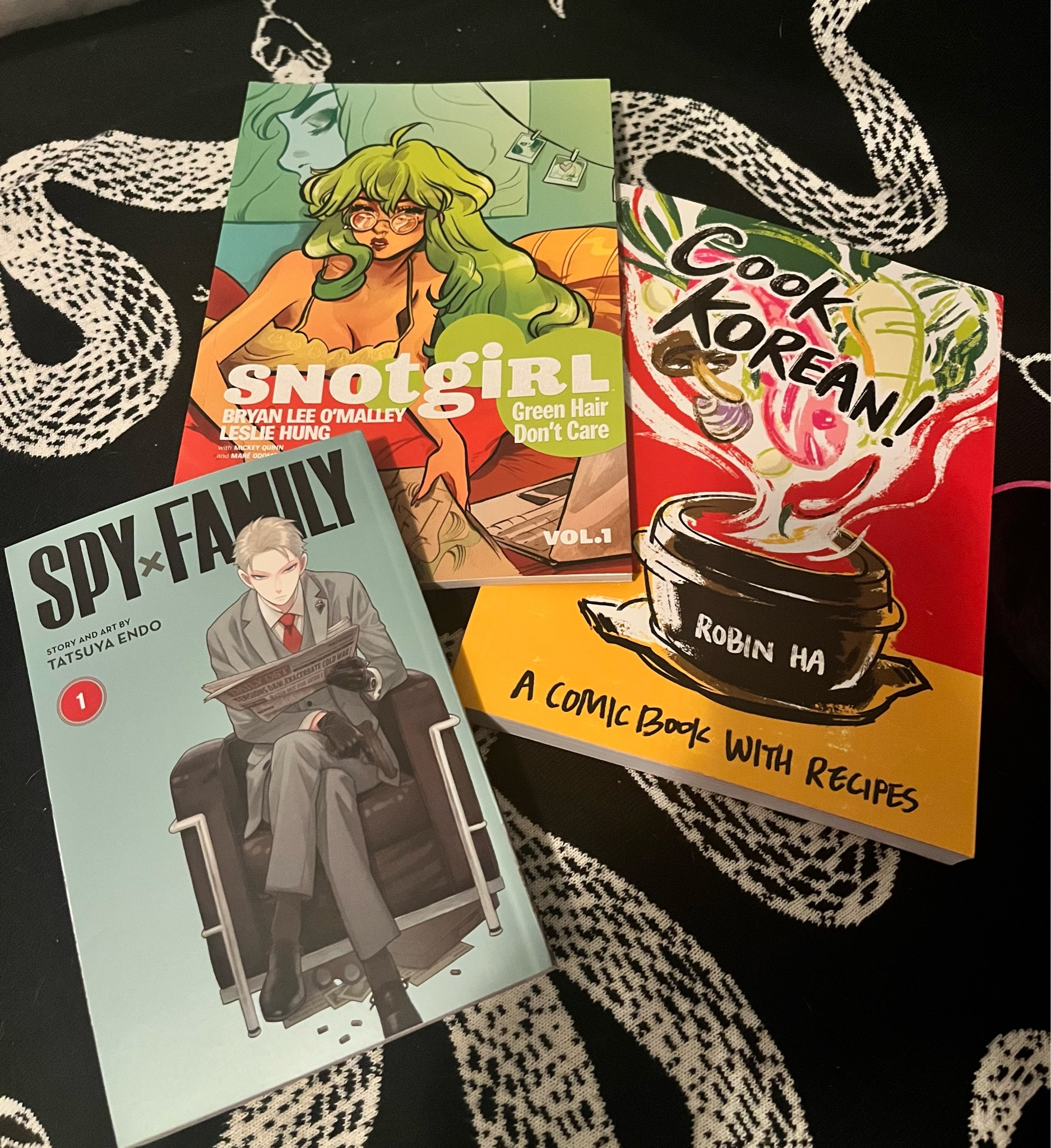 📚 august book recommendations 📚 
1. The best birthday gift! A korean recipe book that’s also a comic book!! 🤯 It quite literally doesn’t get better than that. 🍜
2. Snotgirl is a really interesting take for a comic on the difficulties of creating and living up to online personas. 🤧
3. Finally starting Spy x Family and the hype is REAL. 🖤 

#LTKSeasonal #LTKU #LTKhome