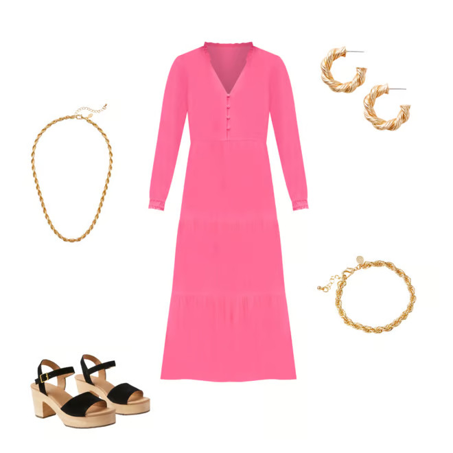 Tiered Button Midi Swing Dress | LOFT | LOFT