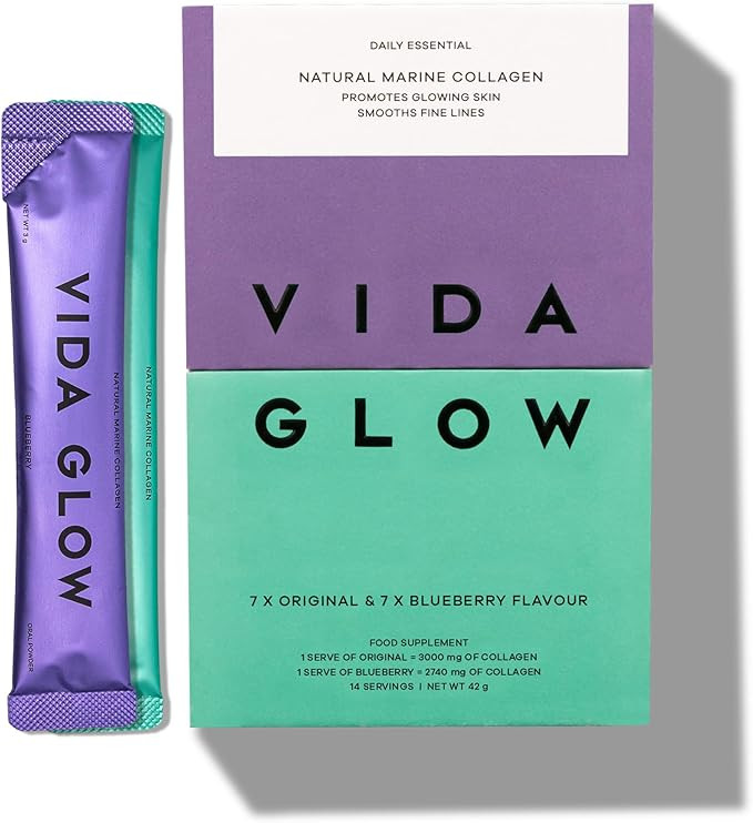 Vida Glow - Natural Hydrolysed Marine Collagen Sachets | Promotes Glowing Skin + Smooths Fine Lin... | Amazon (UK)