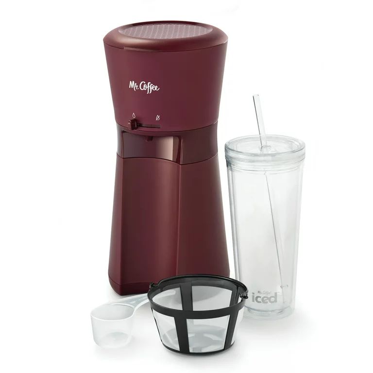 Mr. Coffee® Iced™ Coffee Maker with Reusable Tumbler and Coffee Filter, Burgundy | Walmart (US)