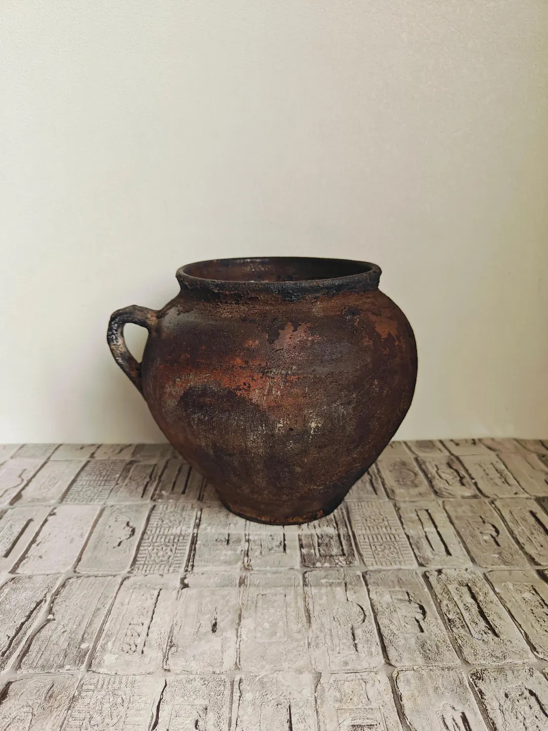 Vintage Black Clay Vase: Rustic Wabi Sabi Vessel, 1950s Decor | Etsy (US)