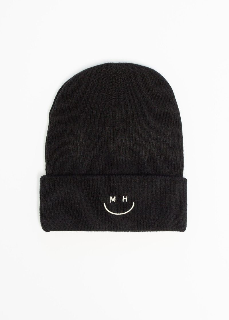 Adult Mad Hatter Smiley Cuff Beanie - Black | Alice & Wonder