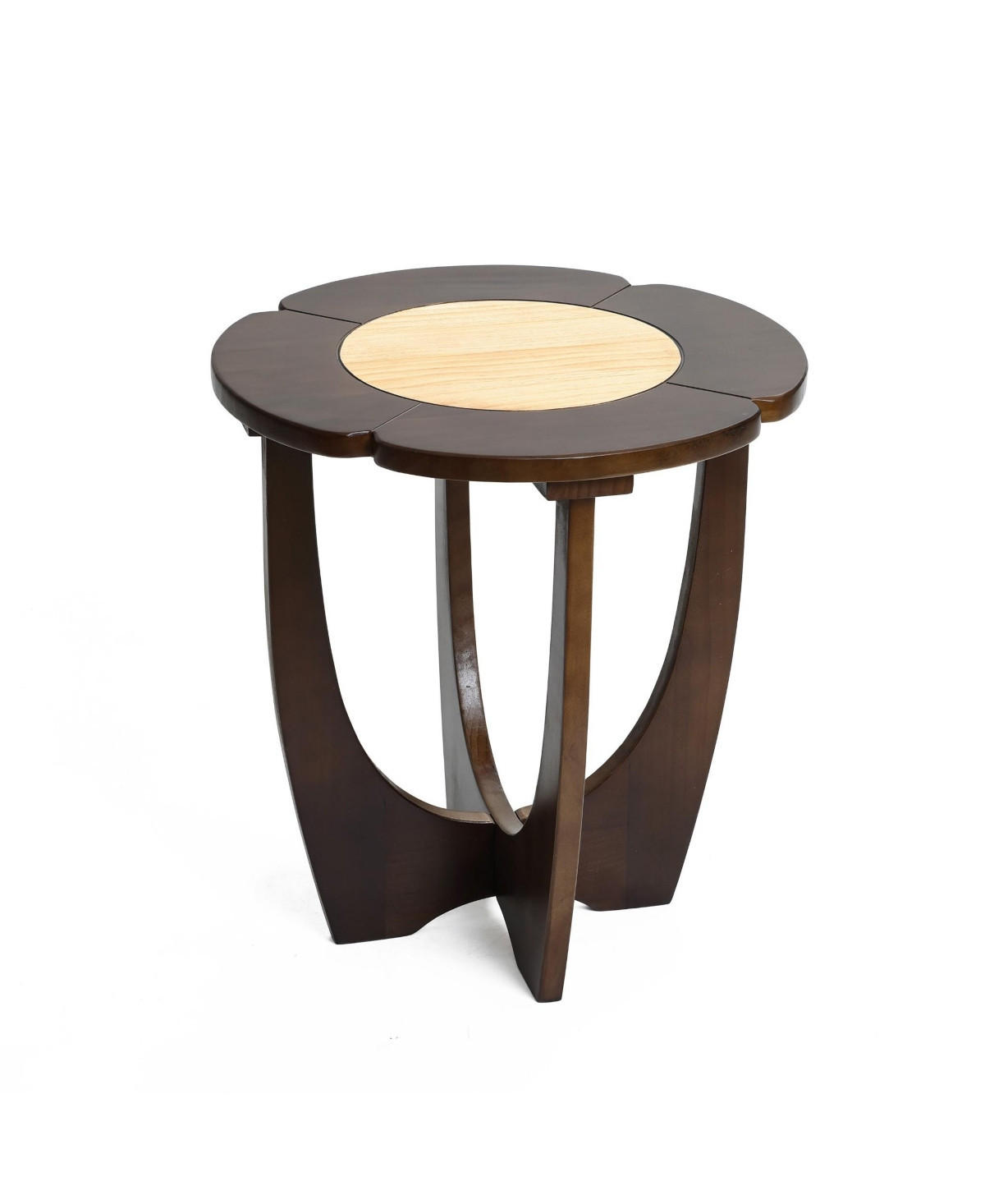 LuxenHome Dark Pine Wood Round Side and End Table - Brown | Macy's