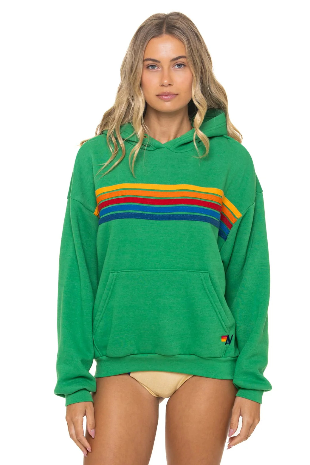 Kelly Green 5 Stripe Pullover Hoodie | Aviator Nation | Aviator Nation