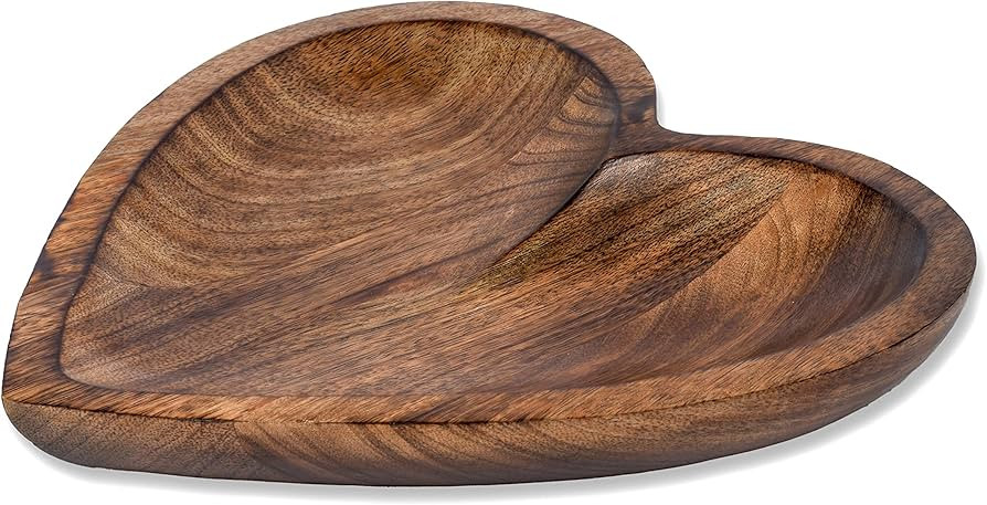 EDHAS Mango Wood Heart Curved Shaped Decorative Bowl for Table Centerpieces Home Party Wedding D... | Amazon (US)
