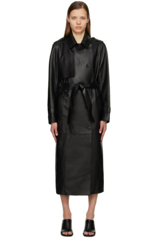 Mackage - Black Gael-V Leather Trench Coat | SSENSE