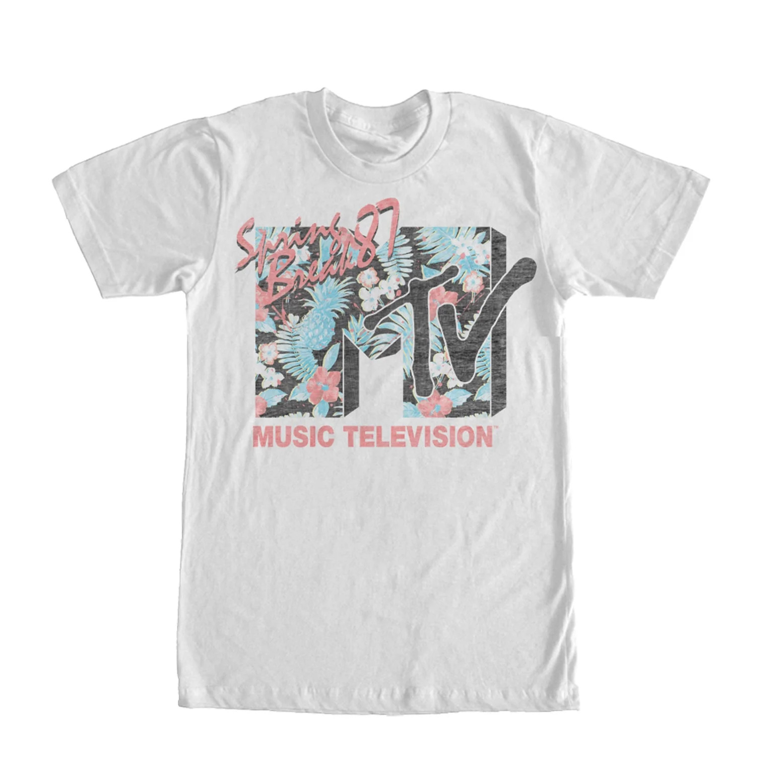 Men's MTV Spring Break Tropical Logo  Graphic Tee White X Large - Walmart.com | Walmart (US)