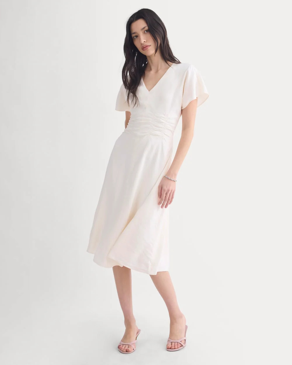 Cinched Dress in Stretch Linen | Bone | Everlane