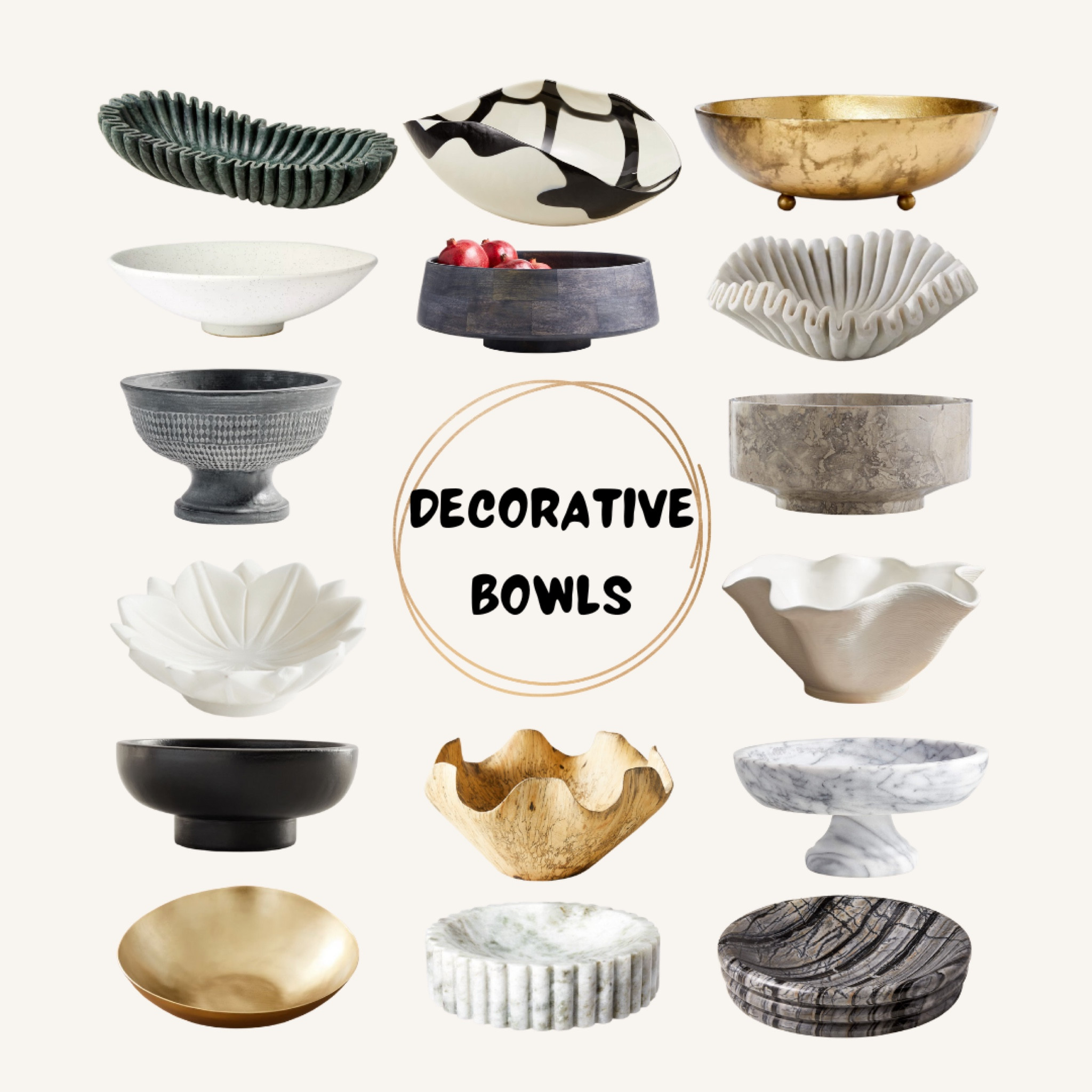 Decorative bowls are a great decor pieces and you can use them throughout the house. Target. McGee and Co. CB2. Crate & Barrel. Anthropologie. Pottery Barn. West Elm. 

#LTKhome #LTKFind #LTKstyletip