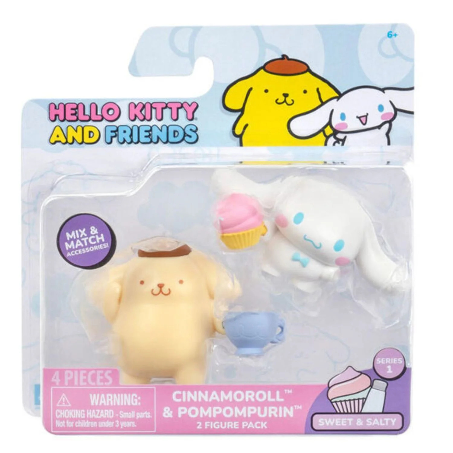 Hello Kitty® and Friends 2 Inch Figure Sweet & Salty 2 Figure Pack, Pompompurin & Cinnamoroll | Walmart (US)