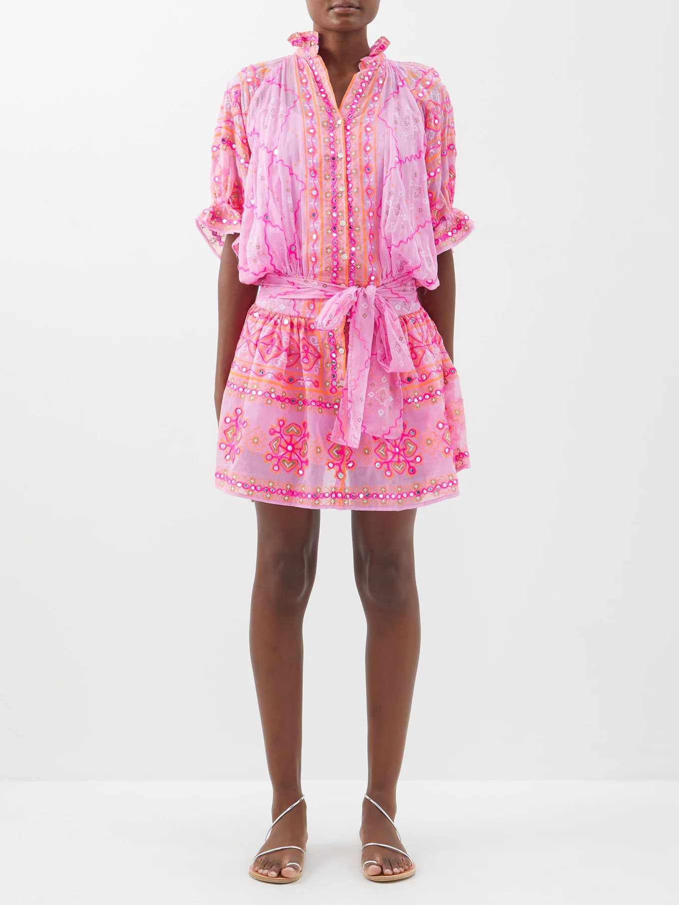 Mirrored mosaic-print cotton mini shirt dress | Matches (US)