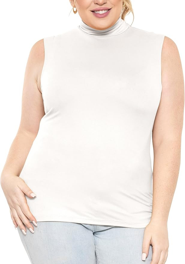STRETCH IS COMFORT Women's Plus Oh So Soft Sleeveless Mock Neck Top - Perfectly Stylish, Cozy Ess... | Amazon (US)