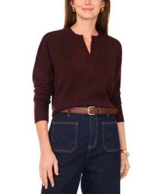 Vince Camuto Womens Cozy V Neck Dropped Shoulder Sweater | Macy's