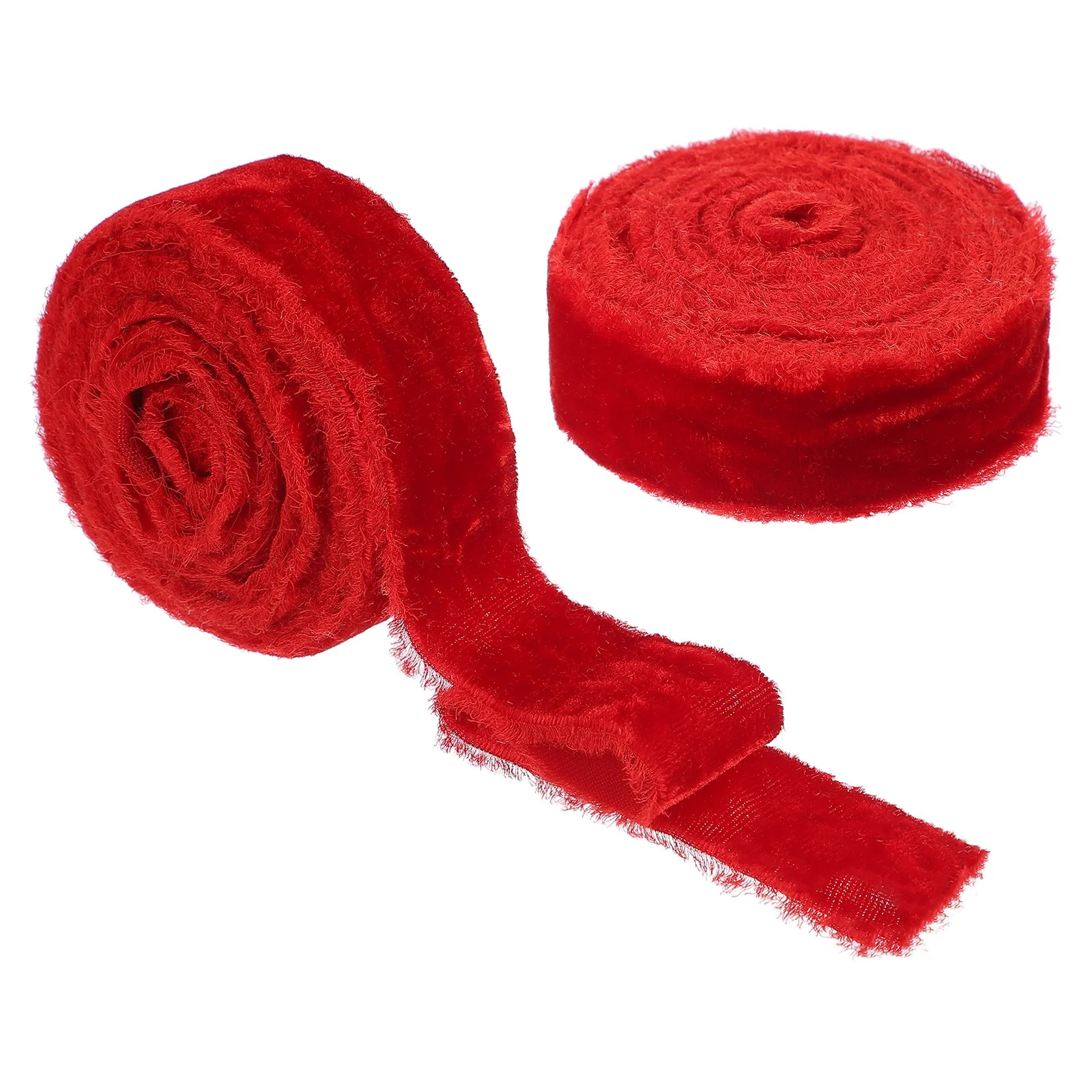 Uxcell Velvet Ribbon, Handmade Frayed Raw Edge Thick Fringe Ribbon for Gift Wrapping Red | Walmart (US)