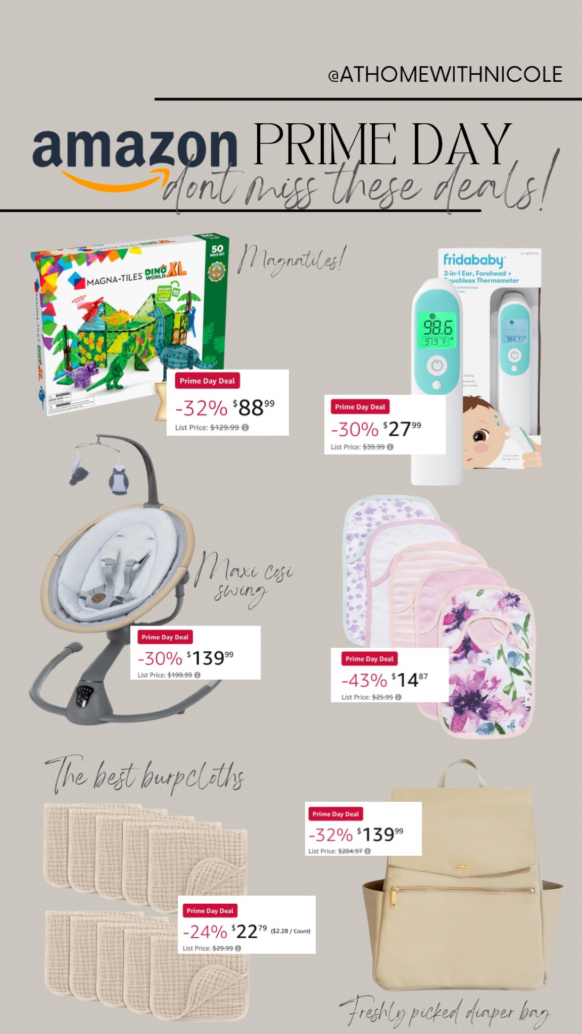 Amazon prime day baby/kids finds! So many good deals happening!! 

Picked up the burp cloths and magnatiles! Such great deals! 

Amazon prime day, prime day sales, prime day deals, baby finds, Amazon baby deals, Amazon prime day baby deals, Burt's bees burp cloths, magnatiles, freshly picked diaper bag, baby bags, diaper bag for 2 

#LTKBaby #LTKKids #LTKFindsUnder50