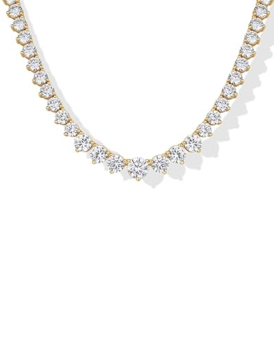 PAVOI Collares de tenis graduados chapados en oro de 14 quilates para mujer, collar de tenis de c... | Amazon (US)