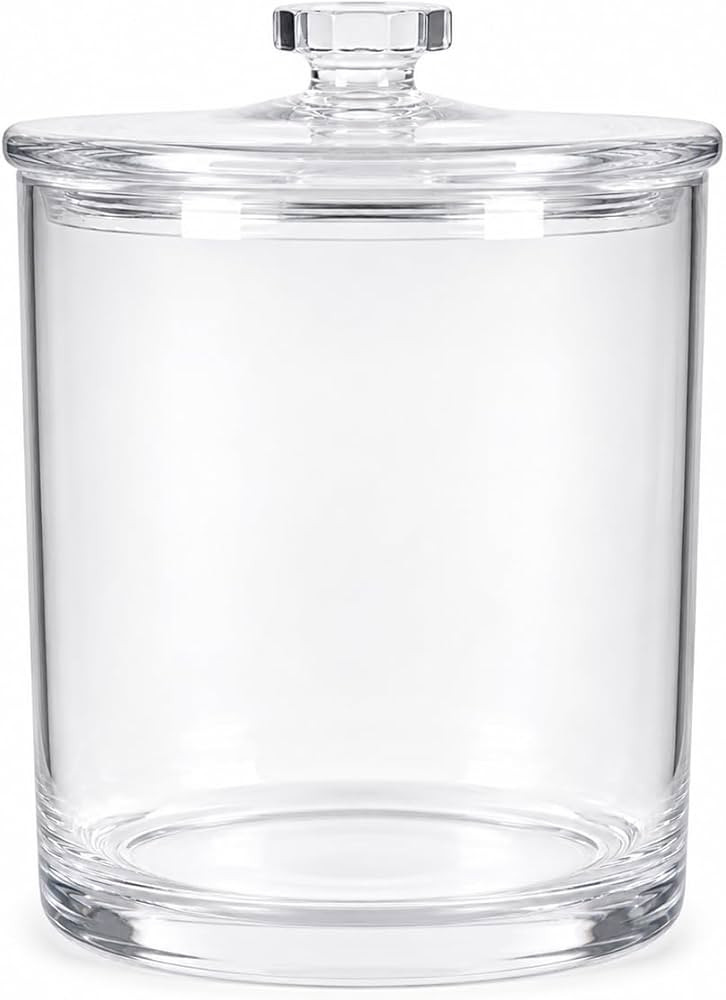 ForPro Clear Acrylic Apothecary Jar with Lid, 60 Oz Shatterproof Bathroom Vanity Organizer, Cotto... | Amazon (US)