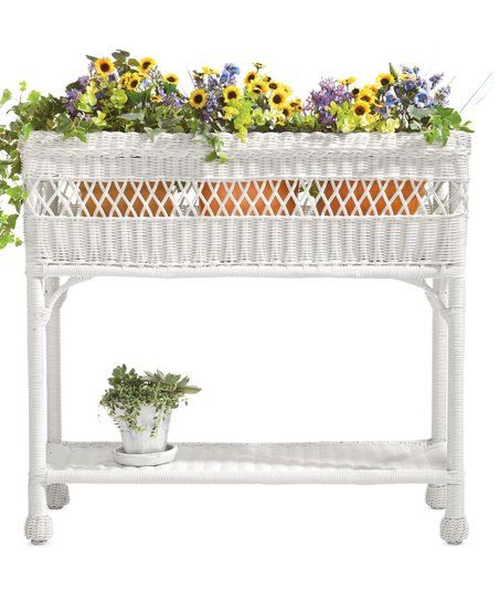 White Rectangular Wicker Planter | Zulily