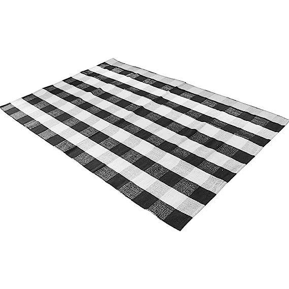 Levinis 100% Cotton Rug Hand-woven Checkered Carpet Braided Kitchen Mat Black and White Floor Rug... | Amazon (US)
