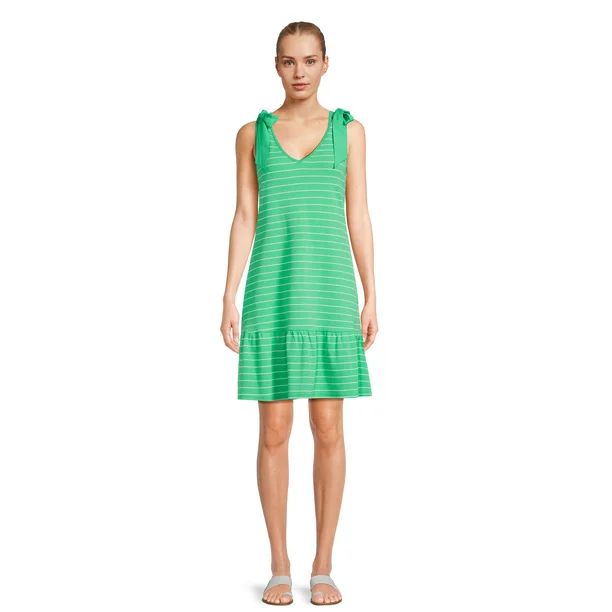 Time and Tru Women's Tie Shoulder Knit Mini Dress, Sizes XS-XXXL | Walmart (US)