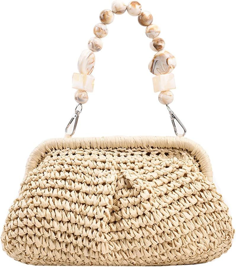 Straw Clutch Purses for Women, Summer Woven Dumpling Bag Straw Beach Clutch Handbags | Amazon (US)