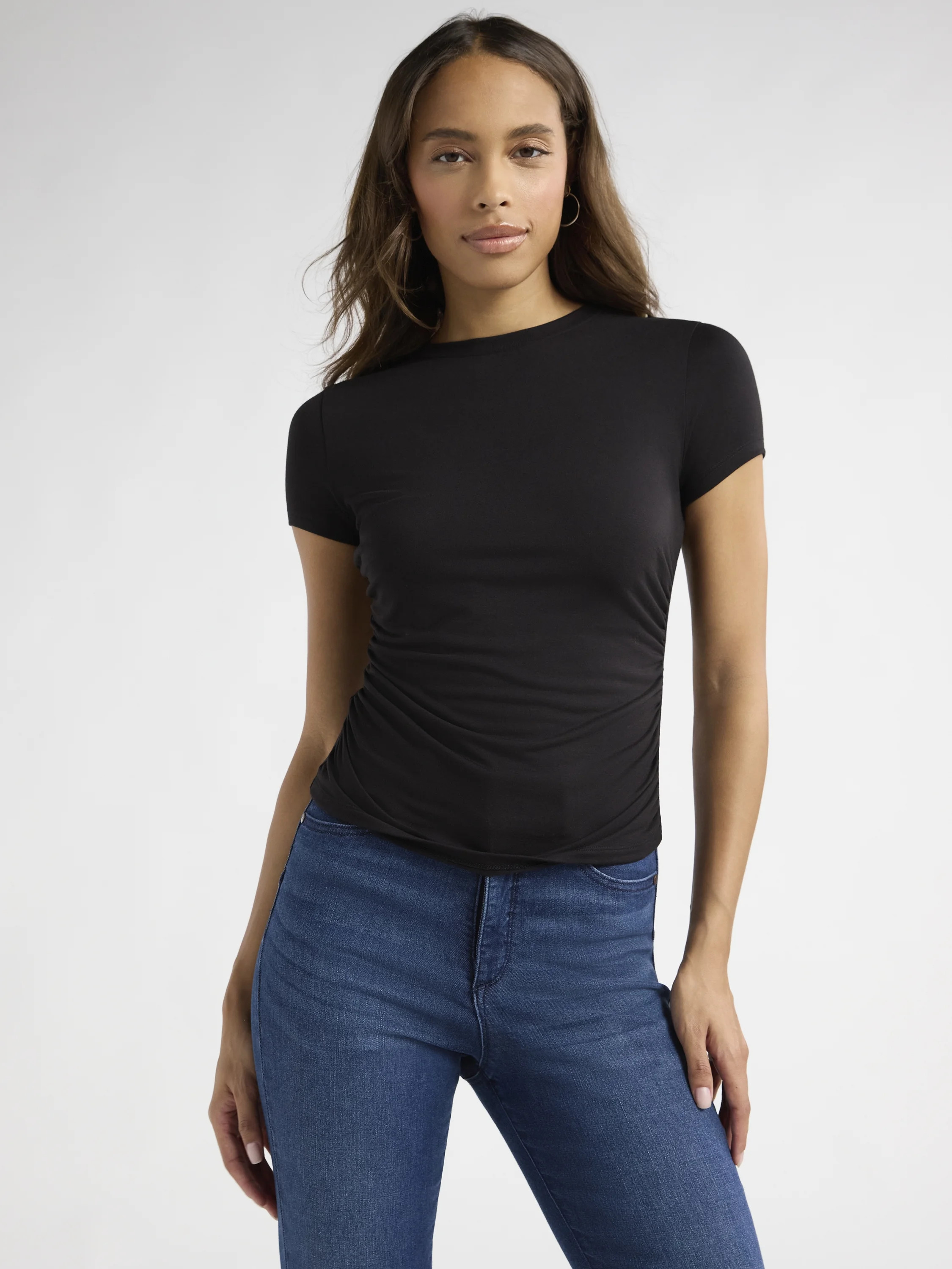 Sofia Jeans Women's and Women's Plus Ruched Side Tee with Short Sleeves, XS-4X | Walmart (US)