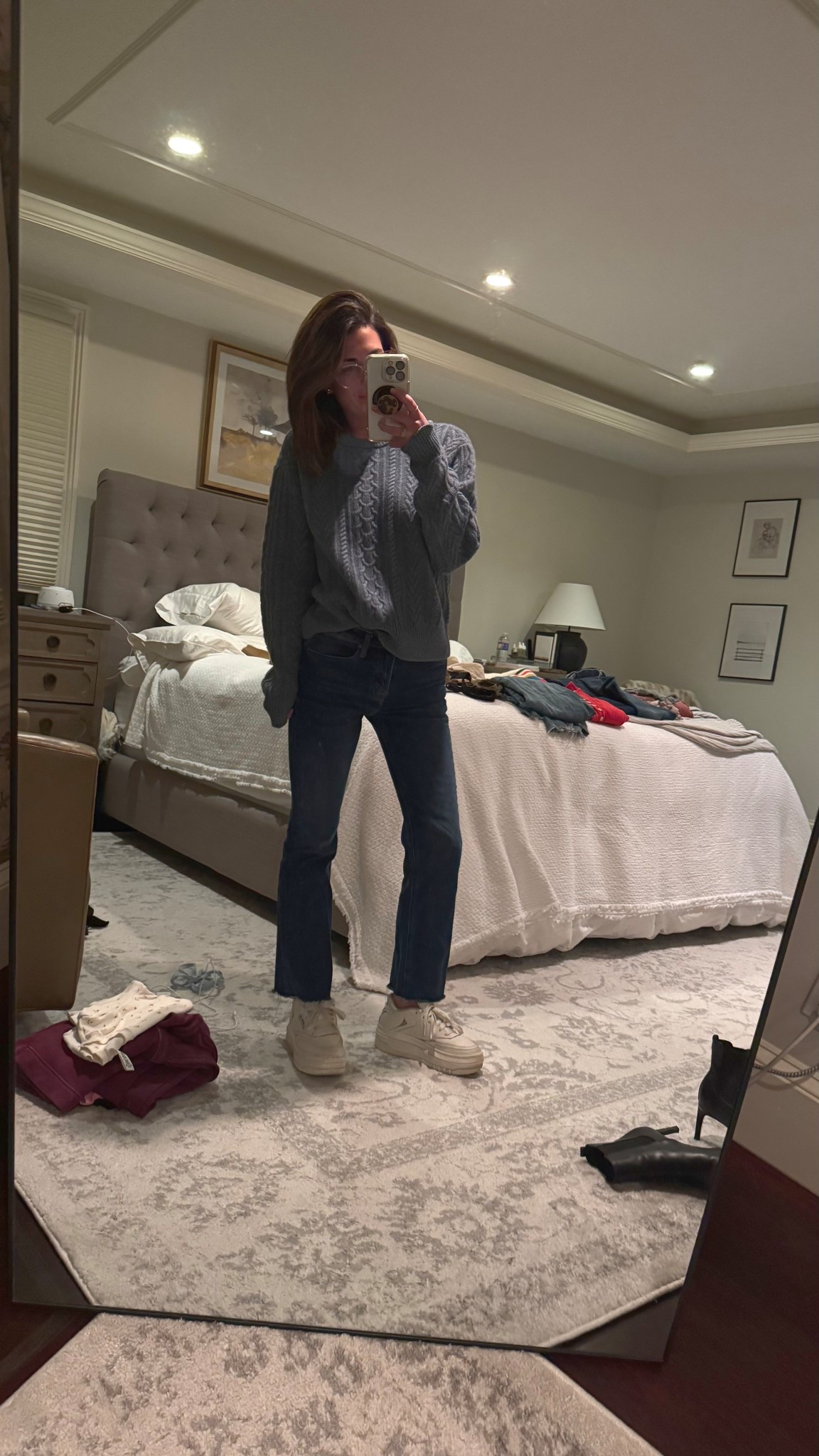 Ralph Lauren cable knit sweater cropped denim white platform sneaker fall winter look

#LTKSeasonal #LTKStyleTip #LTKPetite