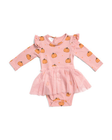 Infant Girls Pumpkin Tutu Bodysuit Dress | TJ Maxx