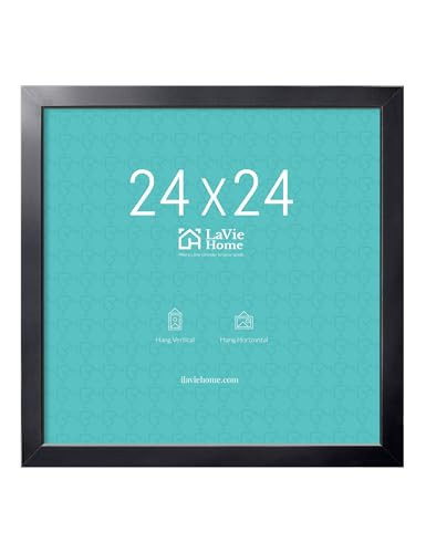 LaVie Home 24x24 Picture Frame, Square Poster Frame with High Definition Plexiglass, Horizontal or Vertical Wall Gallery 24 x 24 Frames Suitable for Photos, Artworks, Posters,Puzzle, Black 1pc | Amazon (US)