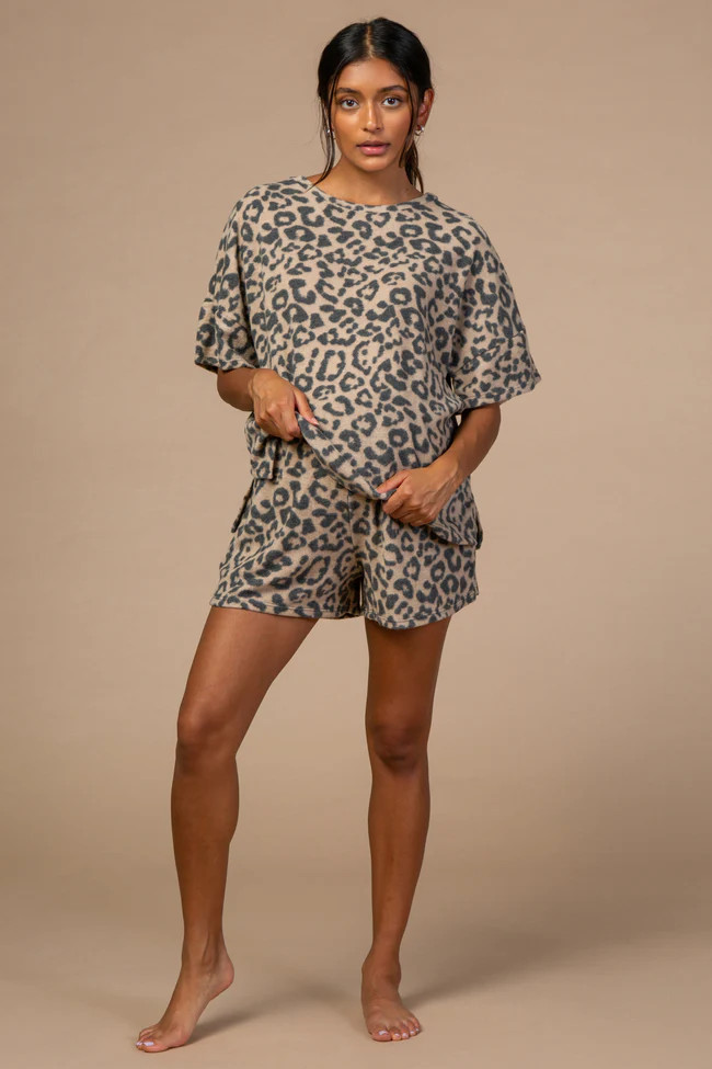 PinkBlush Camel Leopard Short Maternity Pajama Set | PinkBlush Maternity