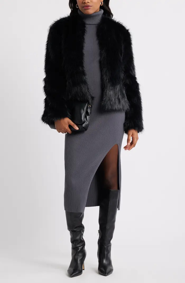 Rib Long Sleeve Turtleneck Sweater Dress | Nordstrom