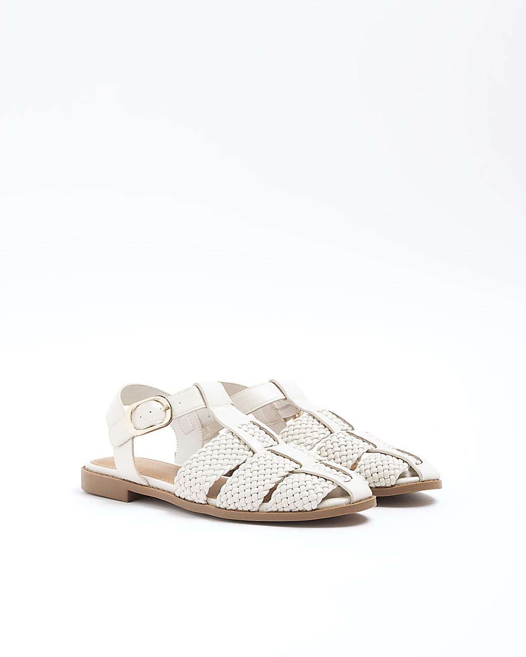 Cream woven gladiator flat sandals | River Island (UK & IE)