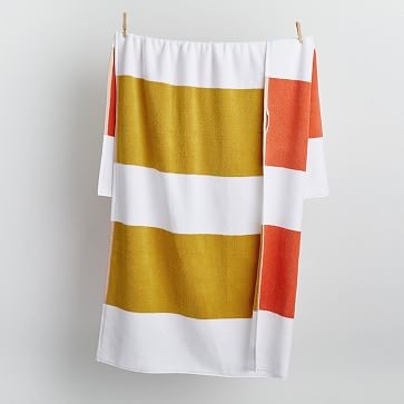 Organic Bold Stripe Reversible Beach Towel, Citrus Yellow | West Elm (US)