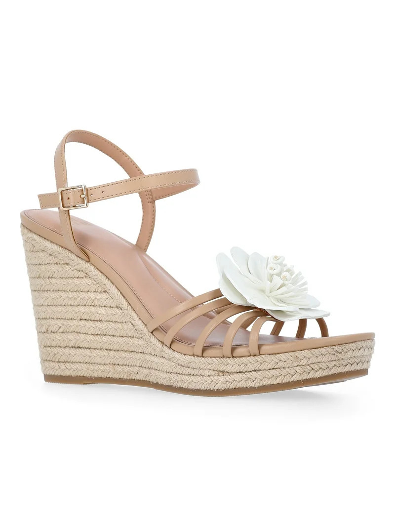 Time and Tru Women's Flower Wedge Espadrille Sandals | Walmart (US)
