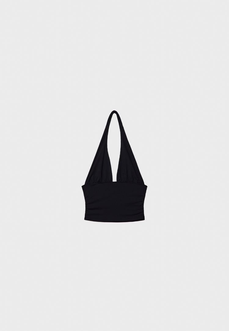 Gathered halter top - Women's fashion | Stradivarius United Kingdom | Stradivarius (UK)