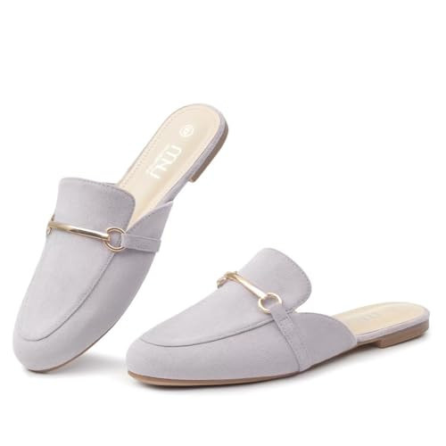 MUSSHOE Mules for Women Flats Comfortable Slip on Women Mules Backless Loafers,Light Purple 6.5 | Amazon (US)