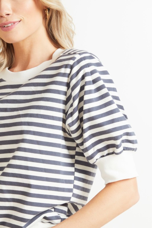 Evereve  Jett Stripe Short Sleeve Sweatshirt | Evereve