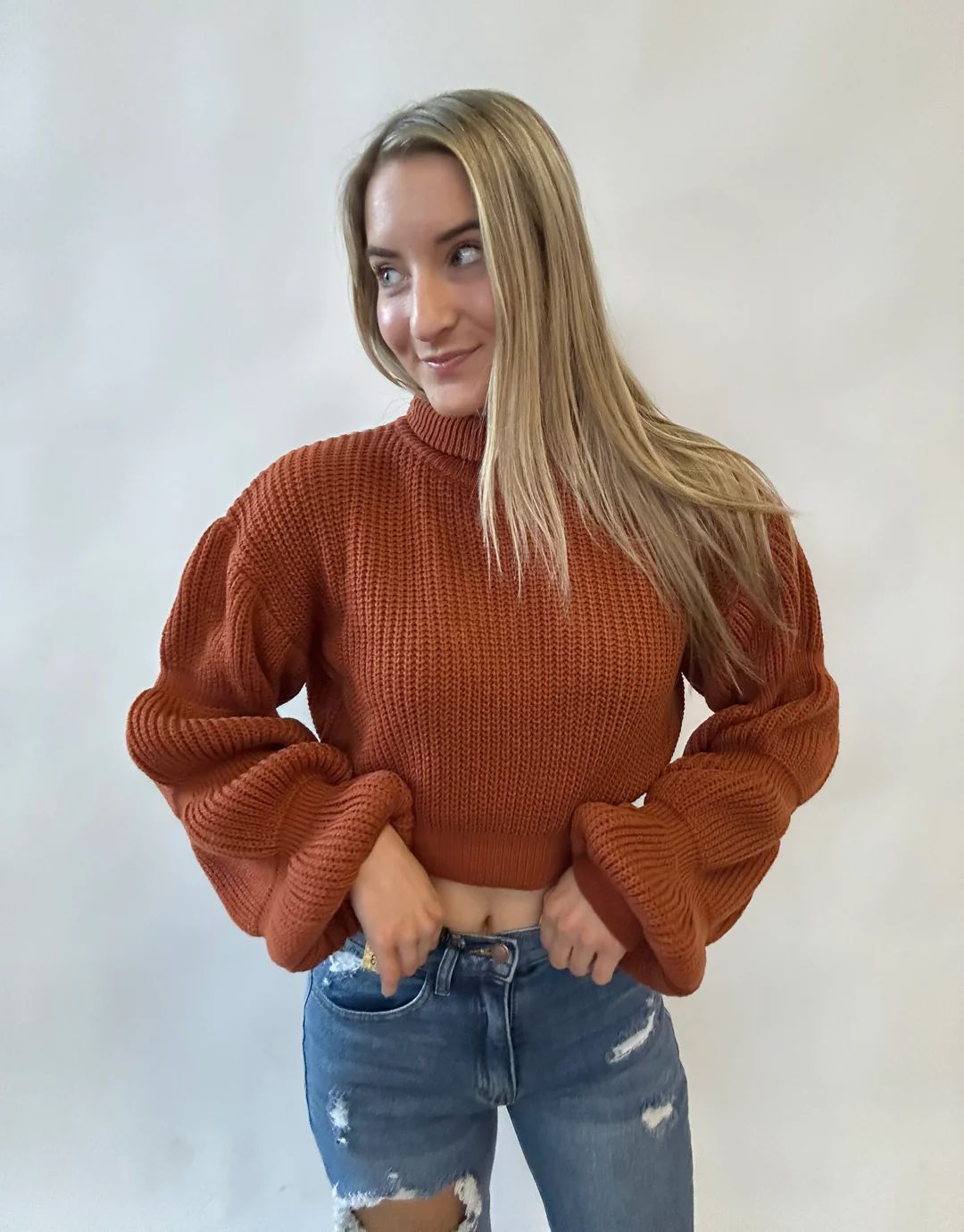 Emma Bubble Sleeve Knit Sweater | Willow Boutique