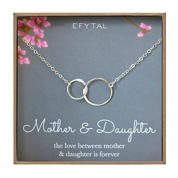 EFYTAL Mother Daughter Necklace - Sterling Silver Two Interlocking Infinity Double Circles, Mothe... | Amazon (US)