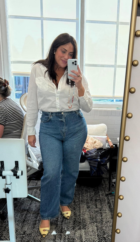 Favorite button up bodysuit. Does not wrinkle easily. Full gusset but no panty lines. I take true sizes goes up to Xxl. I have worn so many times. Great for work outfit base or with jeans. 

 #LTKMidsize #LTKStyleTip #LTKWorkwear