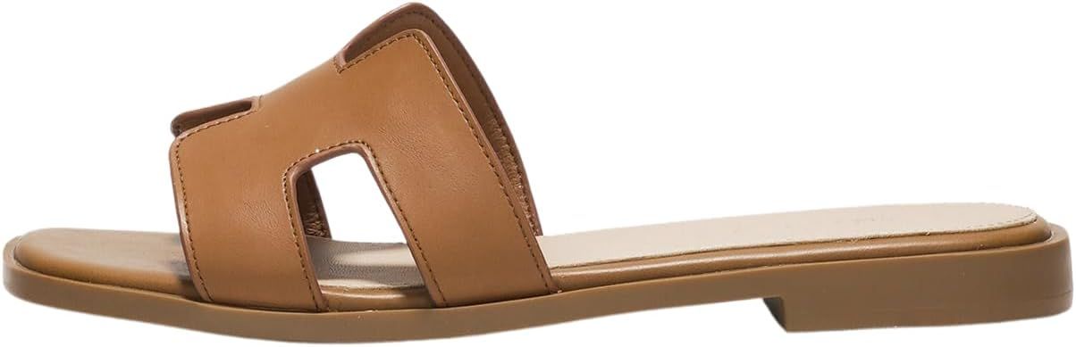 Project Cloud Fashion Flat Sandals for Women - Leather Womens Sandals with Memory Foam Insole - S... | Amazon (US)