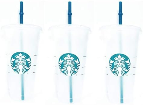 Starbucks Reusable 3 Hard Plastic Venti 24 oz Frosted Ice Cold Drink Cup With Lid and Green Straw... | Amazon (US)
