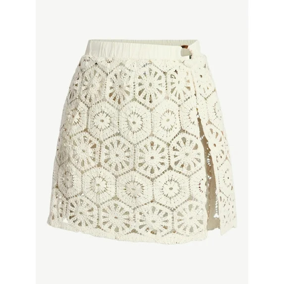 Time and Tru Women's and Women's Plus Size Palm Crochet Coverup Skirt, Sizes XS-3X | Walmart (US)