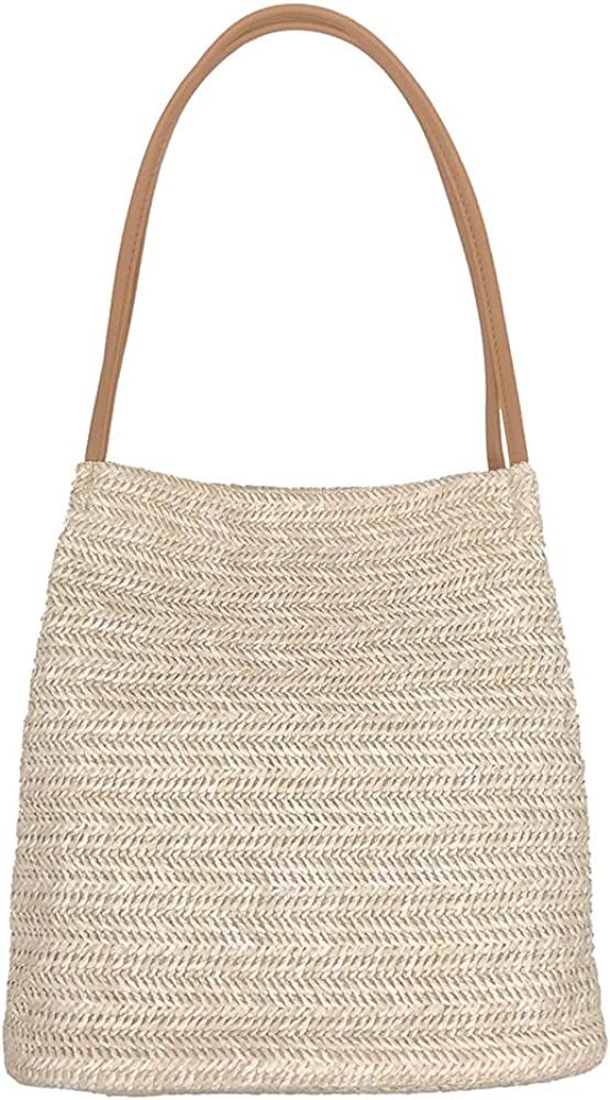Aphoraeny Straw Beach Bag Buckets Totes Handbag Shoulder Bag Tote Bag Women Summer Handbag | Amazon (US)