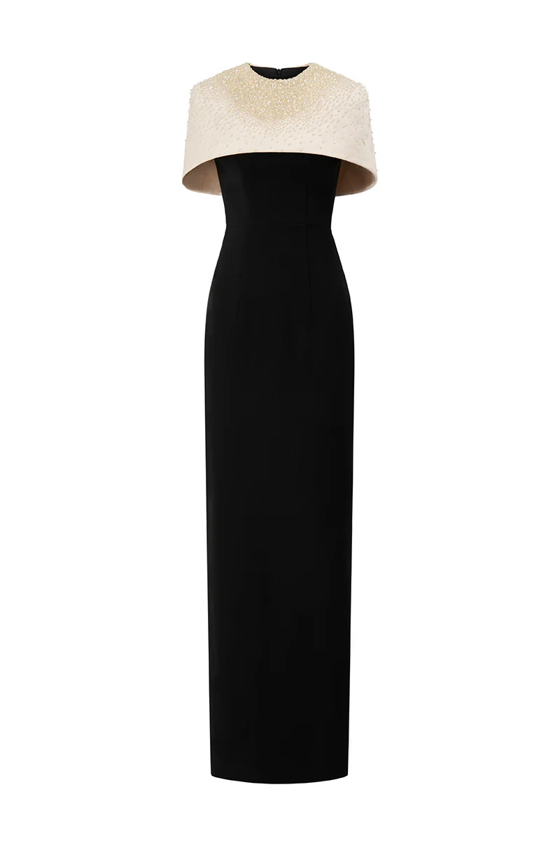 CREPE AND SILK TAFFETA CAP SLEEVE GOWN IN WHITE | I.H.F | CULT MIA | CULT MIA UK LTD