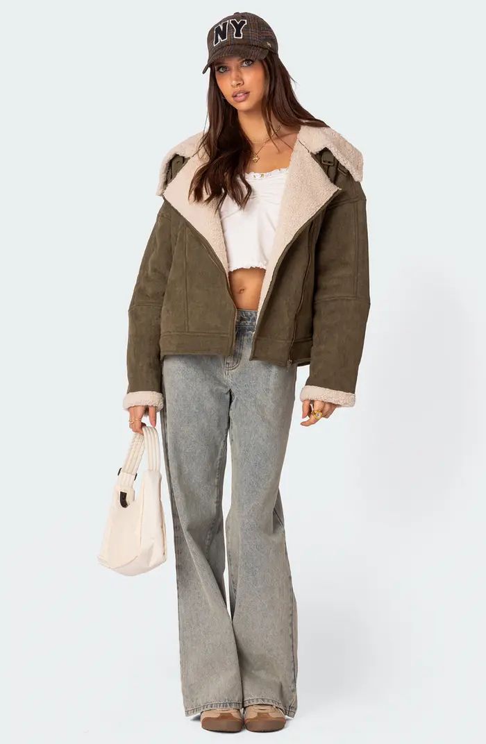 Oversize Faux Shearling & Faux Suede Jacket | Nordstrom