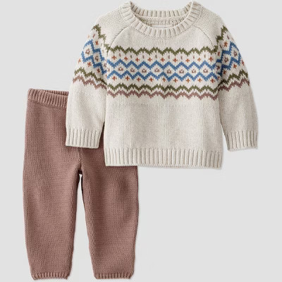 Little Planet By Carter's Organic Baby Boys' 2pc Sweater Set - Brown/Cream | Target