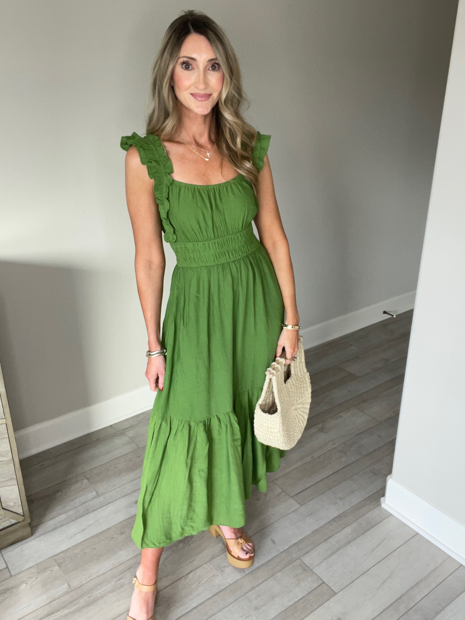 abercrombie ruffle strap textured maxi dress steph.slater.style on LTK