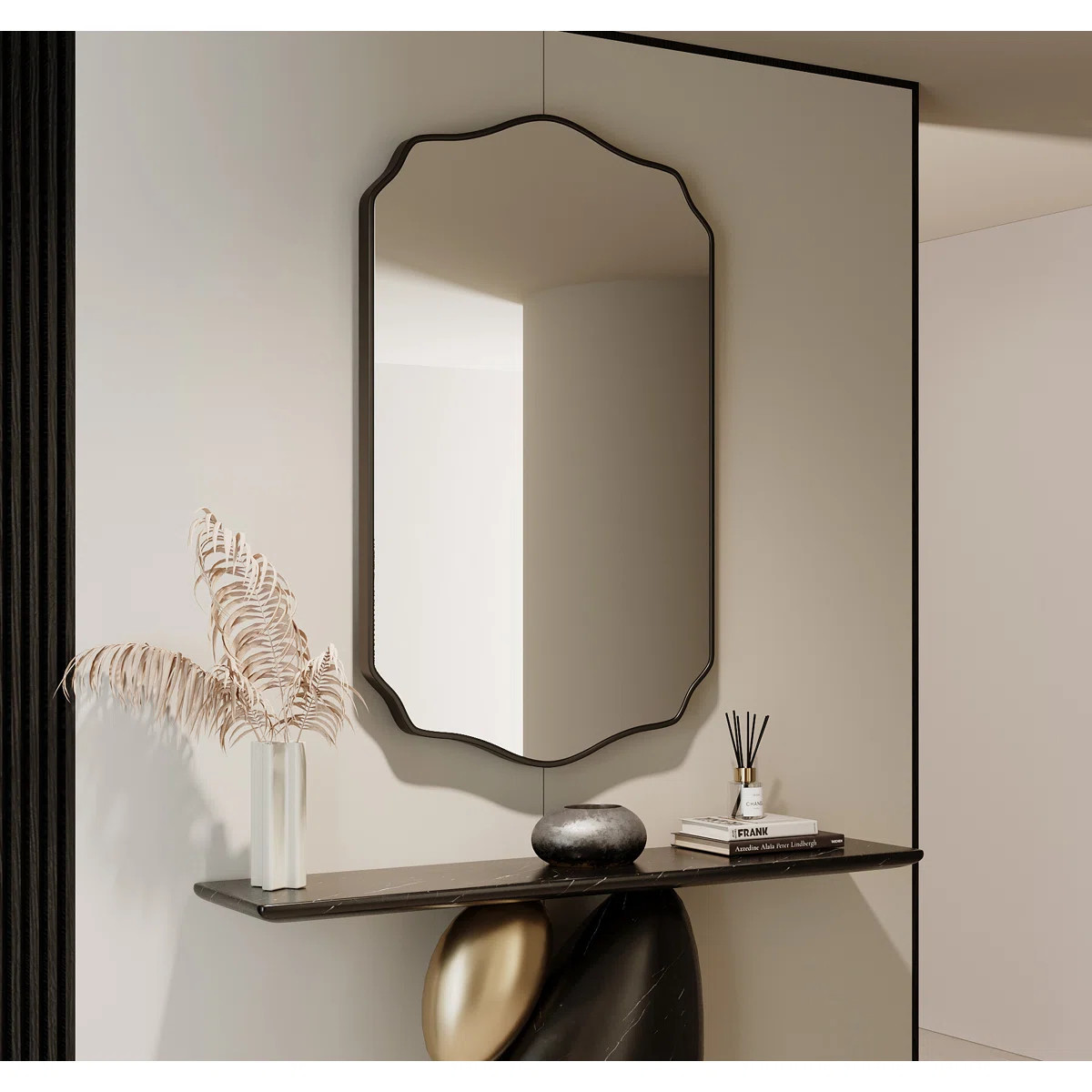 Scalloped Mirror Irregular Wall Mirror Unique Rectangle Mirrors for Bathroom，Entryway | Wayfair North America