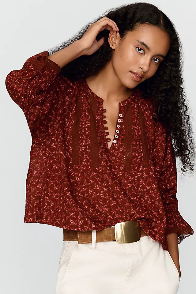 Trina Pintuck Long-Sleeve Swing Top | Anthropologie (US)